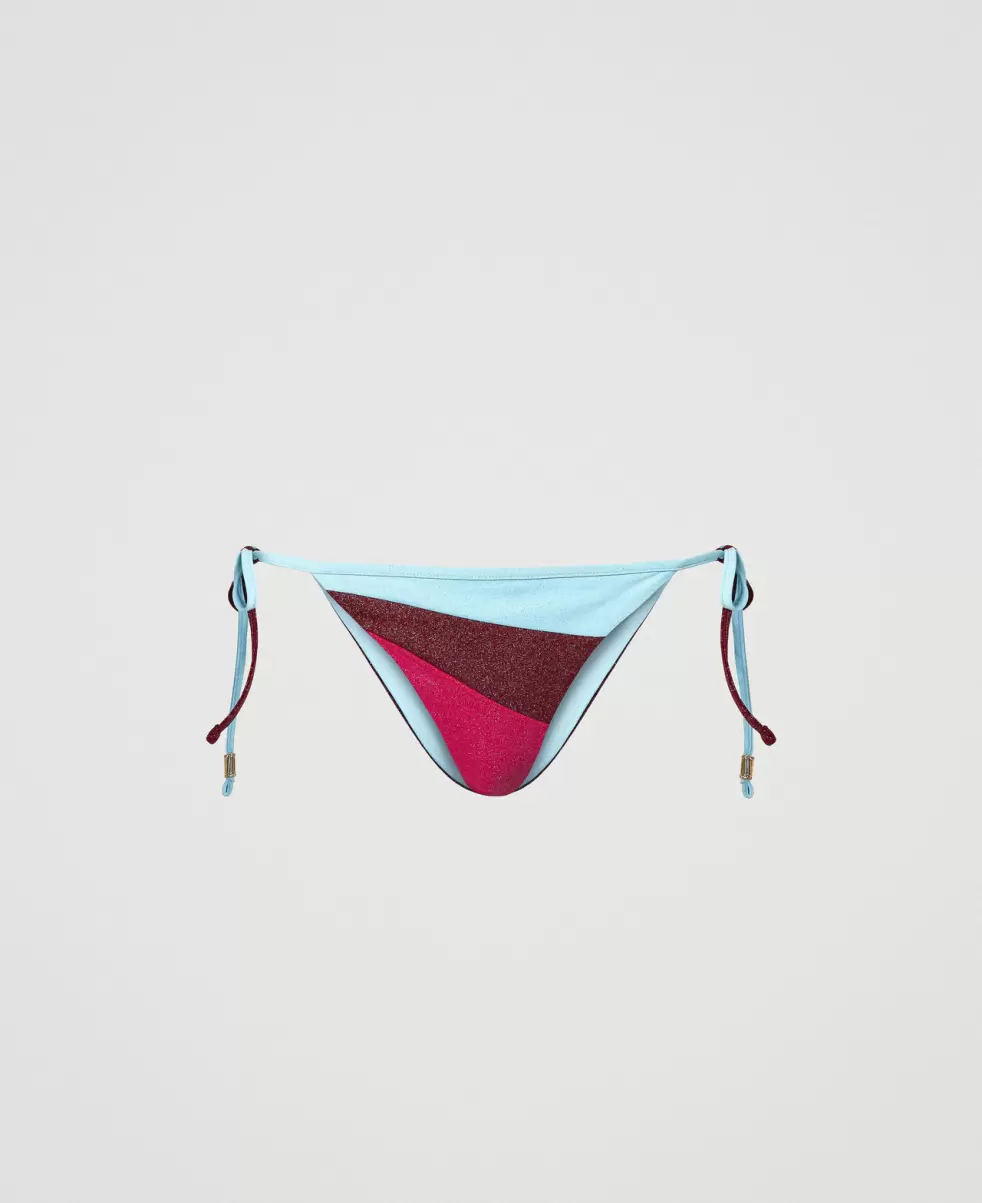 Bikini Multicolor Aquamarinblau / Grenade-Rot / Pink Dahlia-Fuchsia Damen Bikinitanga Im Color-Block-Look Twinset Rabatt - 1