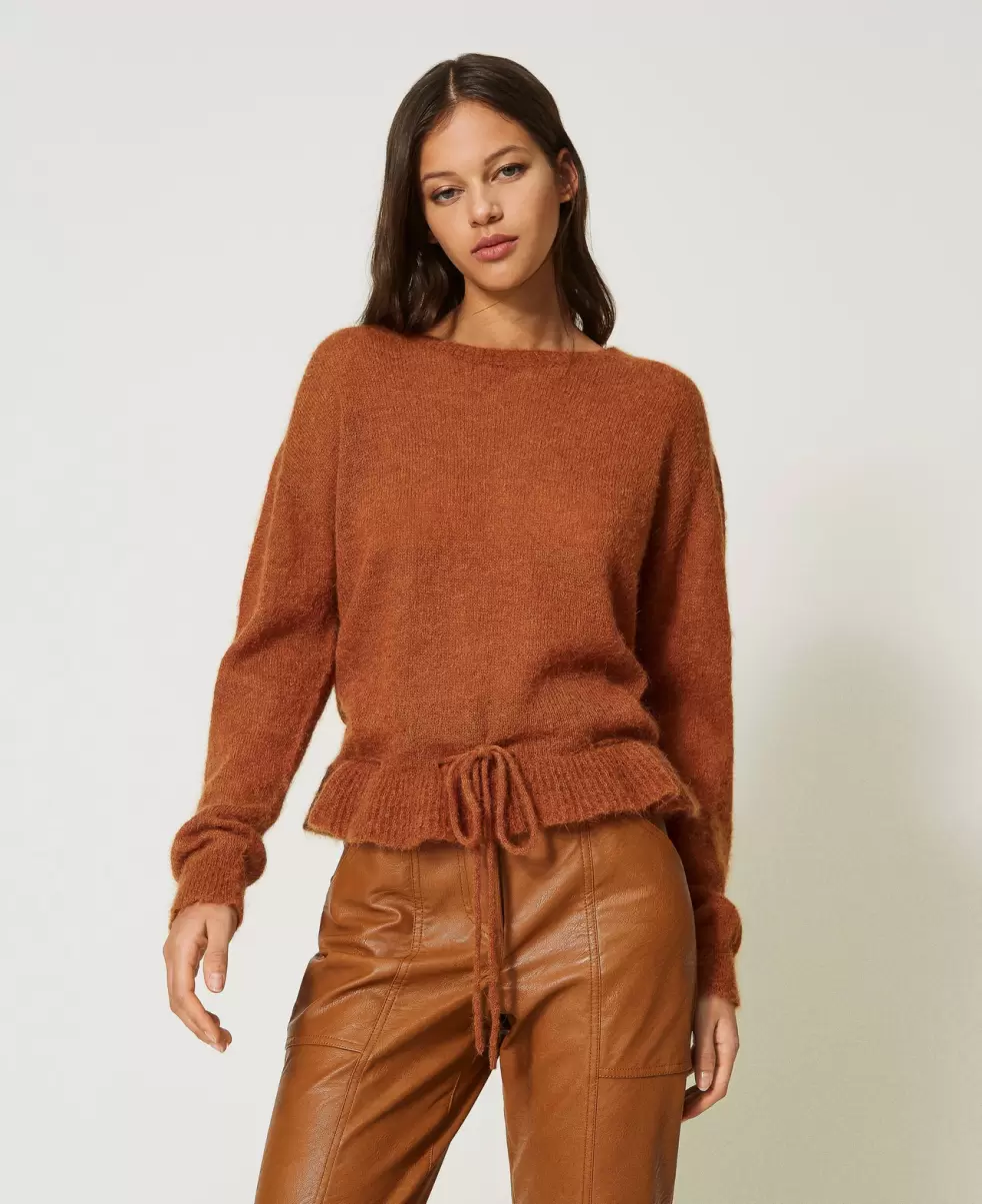 Kaufen Pullover Und Cardigans Leather Brown Twinset Nahtlos Gearbeiteter Pullover Aus Mohair Und Alpaka Damen - 2