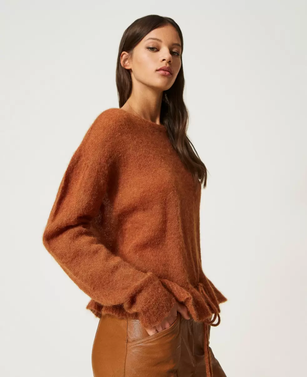Kaufen Pullover Und Cardigans Leather Brown Twinset Nahtlos Gearbeiteter Pullover Aus Mohair Und Alpaka Damen - 3