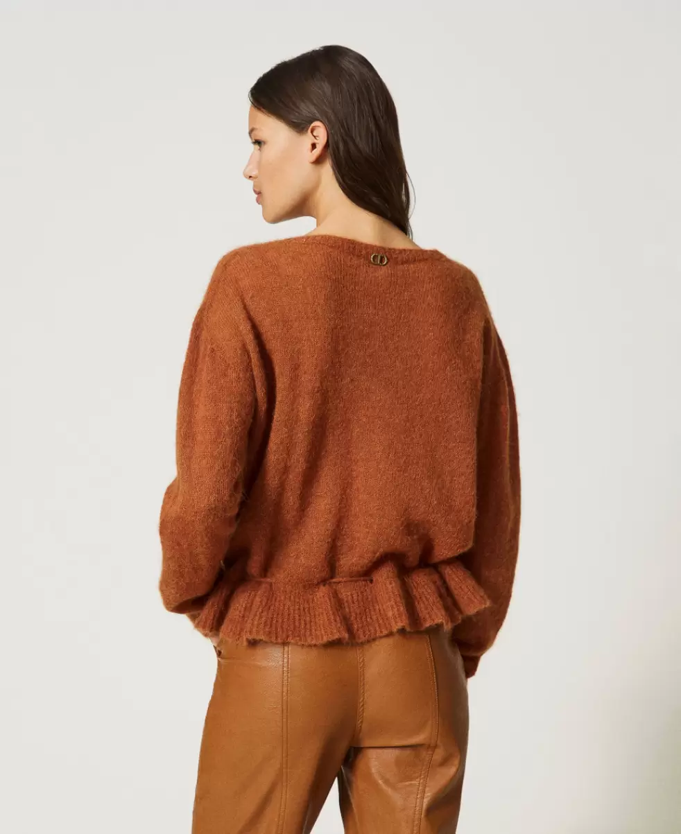 Kaufen Pullover Und Cardigans Leather Brown Twinset Nahtlos Gearbeiteter Pullover Aus Mohair Und Alpaka Damen - 4
