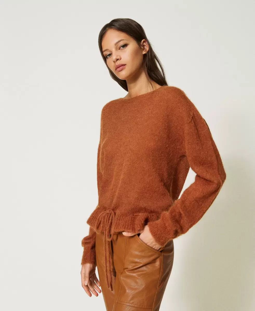 Kaufen Pullover Und Cardigans Leather Brown Twinset Nahtlos Gearbeiteter Pullover Aus Mohair Und Alpaka Damen