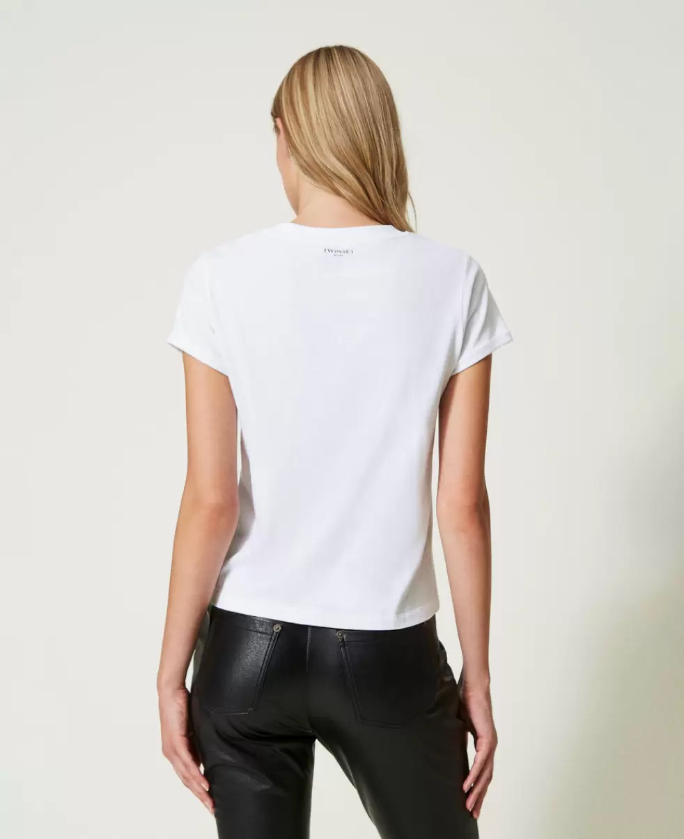 Twinset Damen T-Shirts Und Tops T-Shirt Im Regular-Fit Mit Print Weiß Preisanpassung - 3