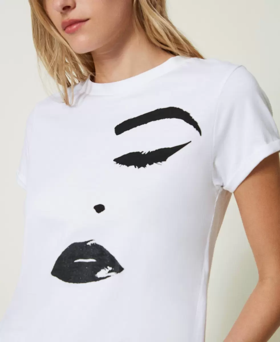 Twinset Damen T-Shirts Und Tops T-Shirt Im Regular-Fit Mit Print Weiß Preisanpassung - 4