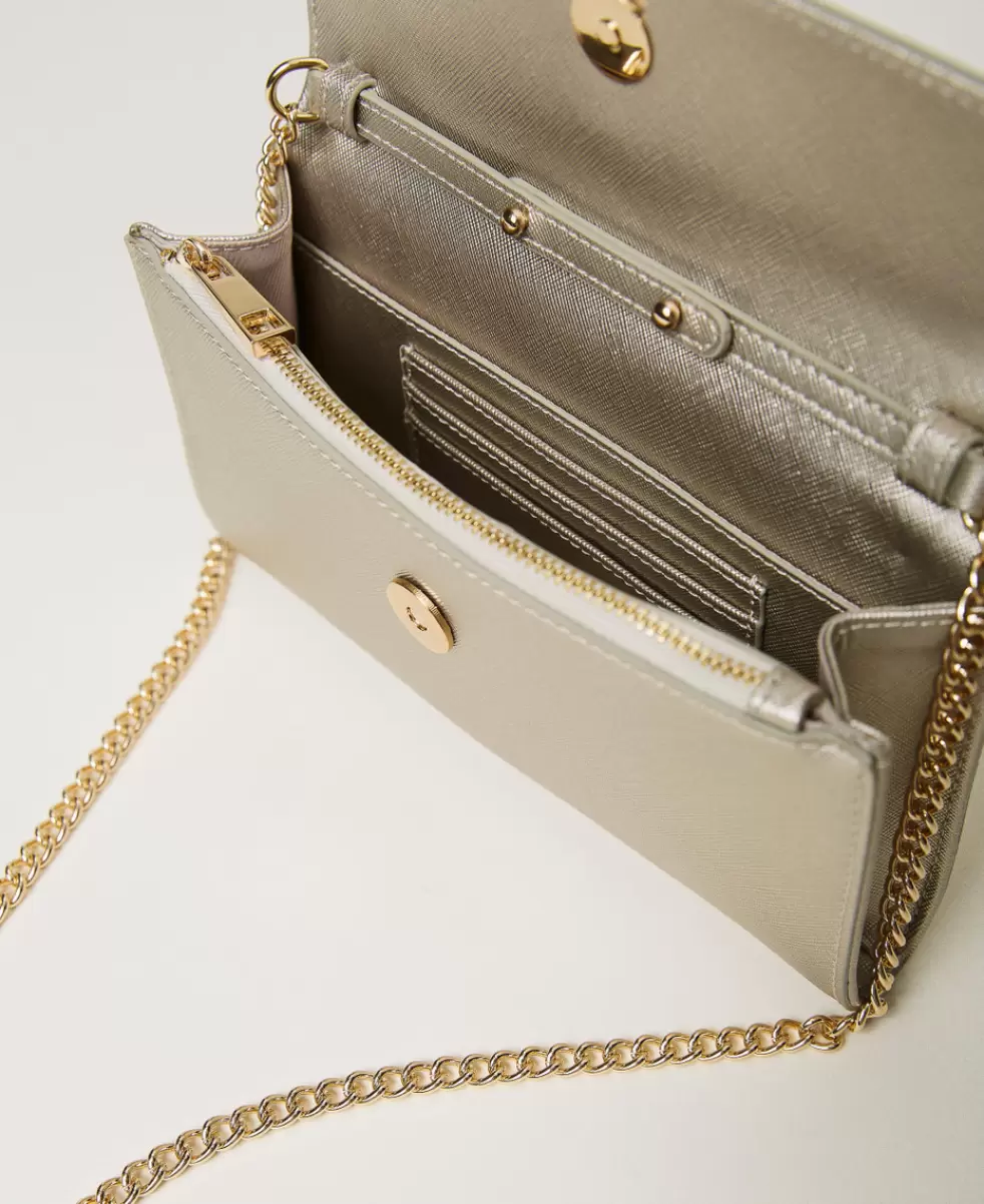 Silber Twinset Rabatt Handtaschen Clutch Glossy Aus Lederimitat In Metallic-Optik Damen - 3