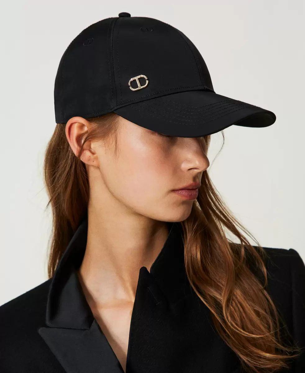 Hüte Baseballkappe Mit Oval T-Stickerei Twinset Neues Produkt Damen Schwarz - 1