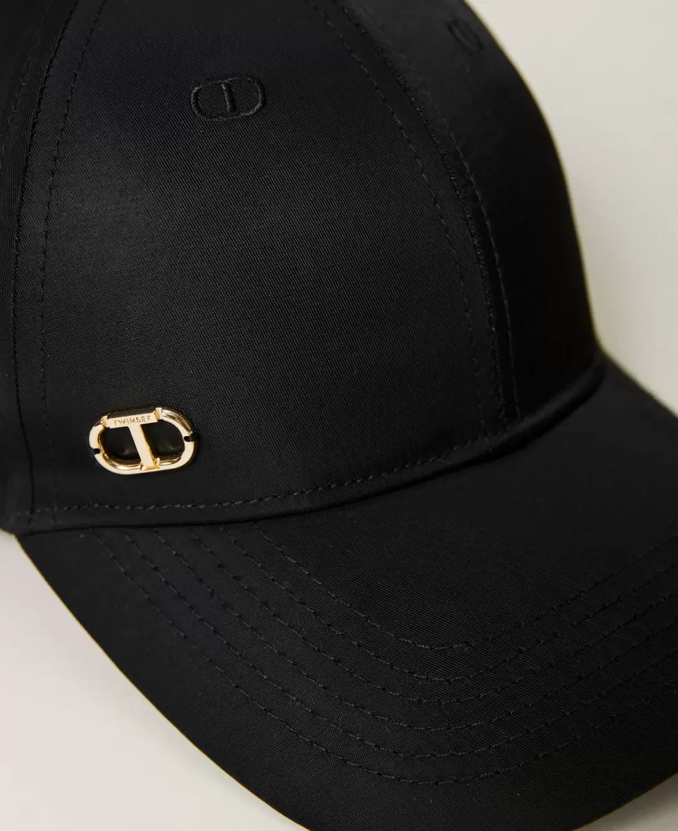 Hüte Baseballkappe Mit Oval T-Stickerei Twinset Neues Produkt Damen Schwarz - 2