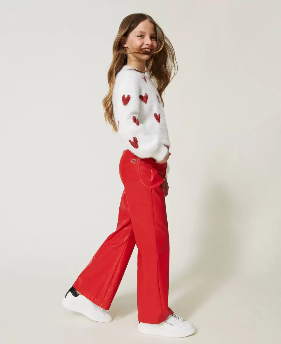 Hosen Und Jeans Beschichtete Flare-Hose Kauf Twinset Mädchen Ultra Rot - 1