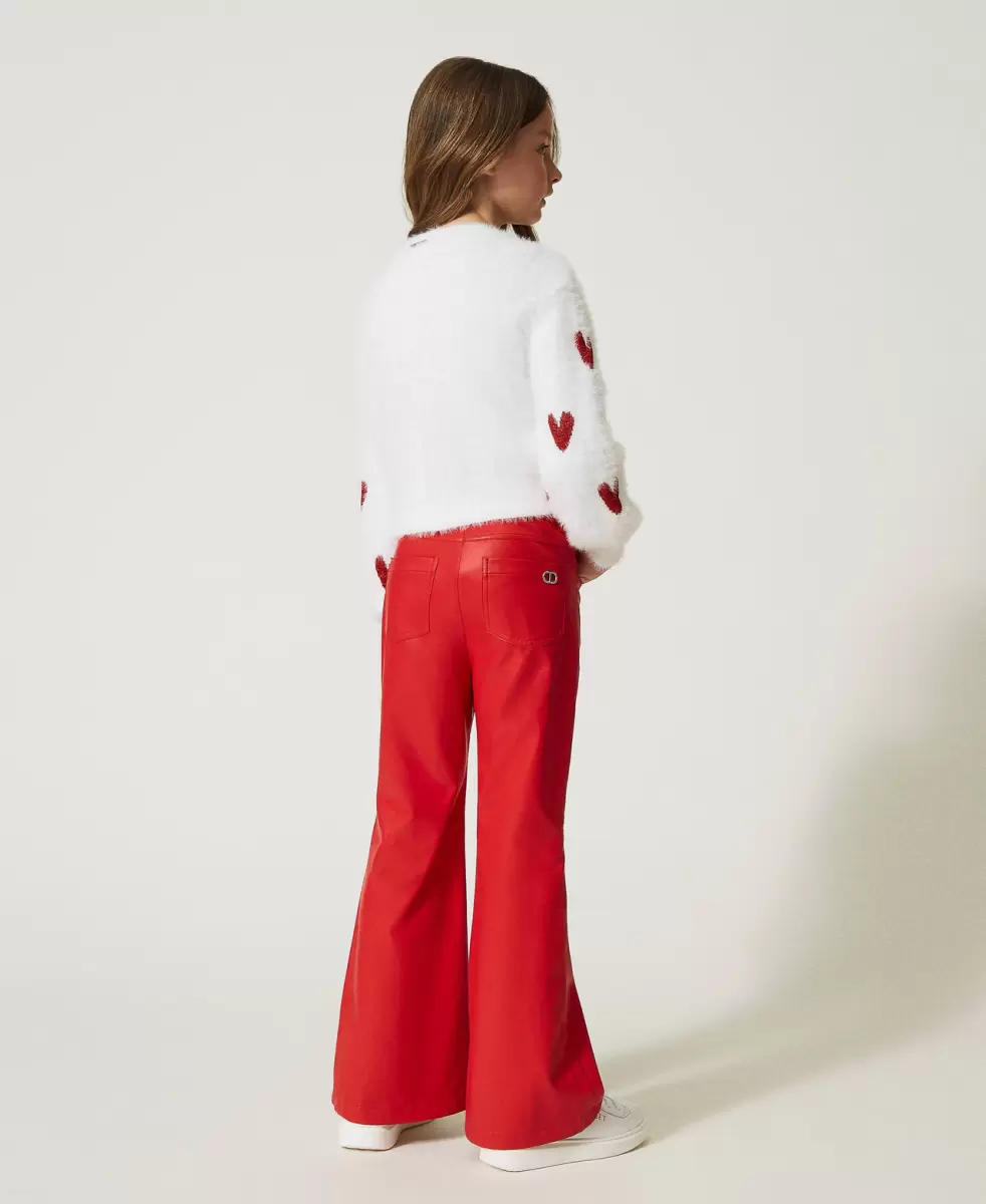 Hosen Und Jeans Beschichtete Flare-Hose Kauf Twinset Mädchen Ultra Rot - 2