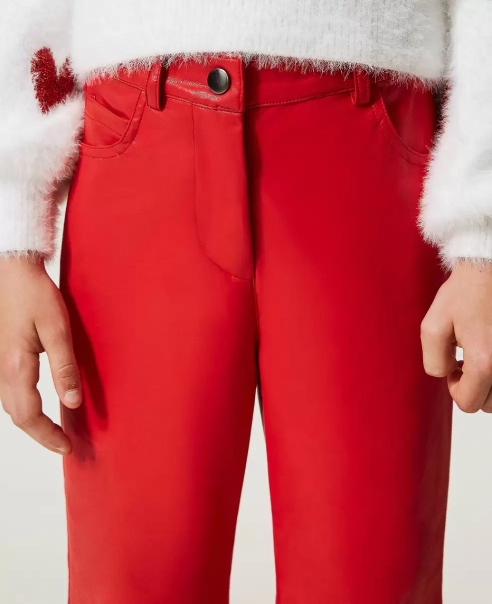 Hosen Und Jeans Beschichtete Flare-Hose Kauf Twinset Mädchen Ultra Rot - 3