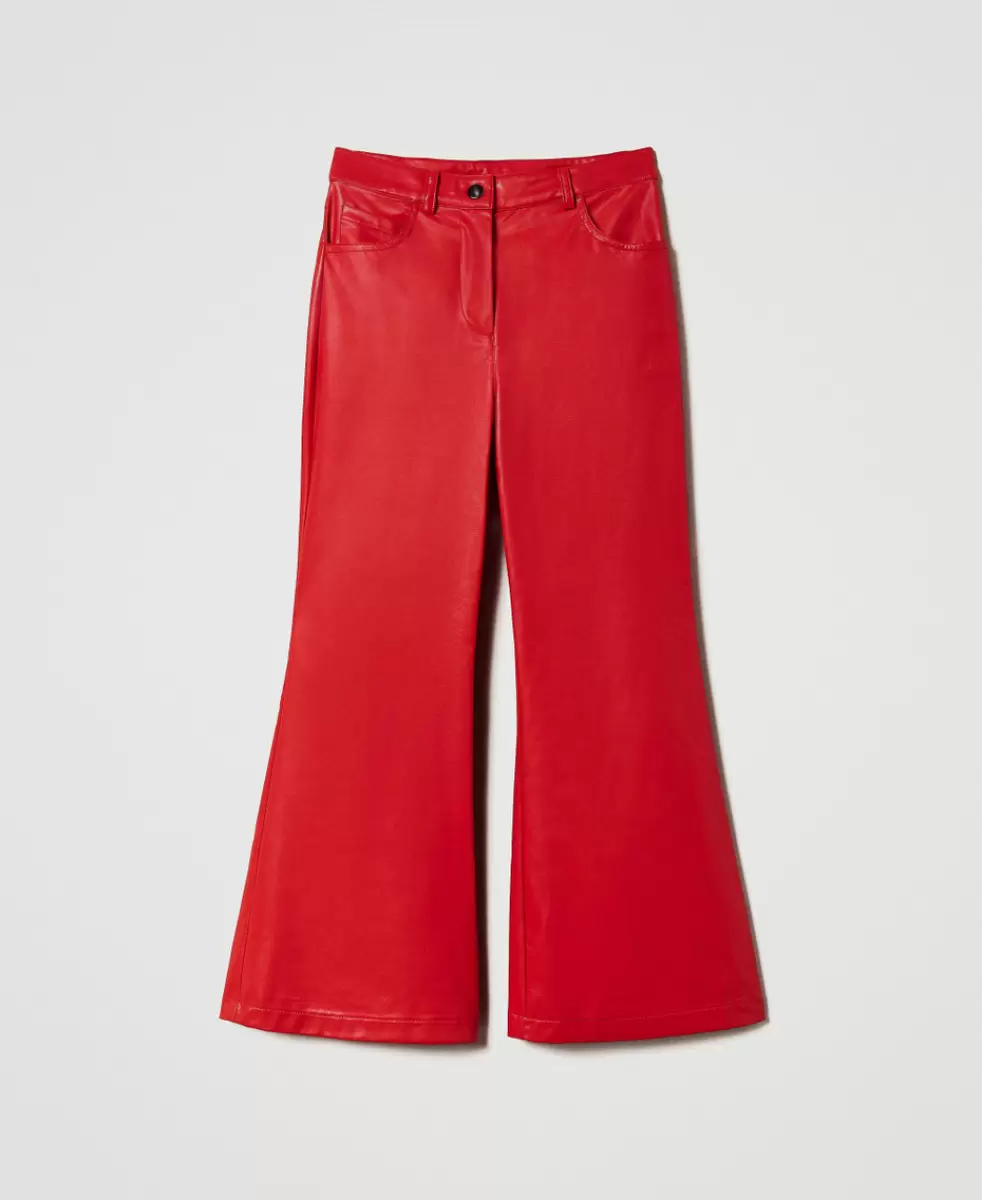 Hosen Und Jeans Beschichtete Flare-Hose Kauf Twinset Mädchen Ultra Rot - 4