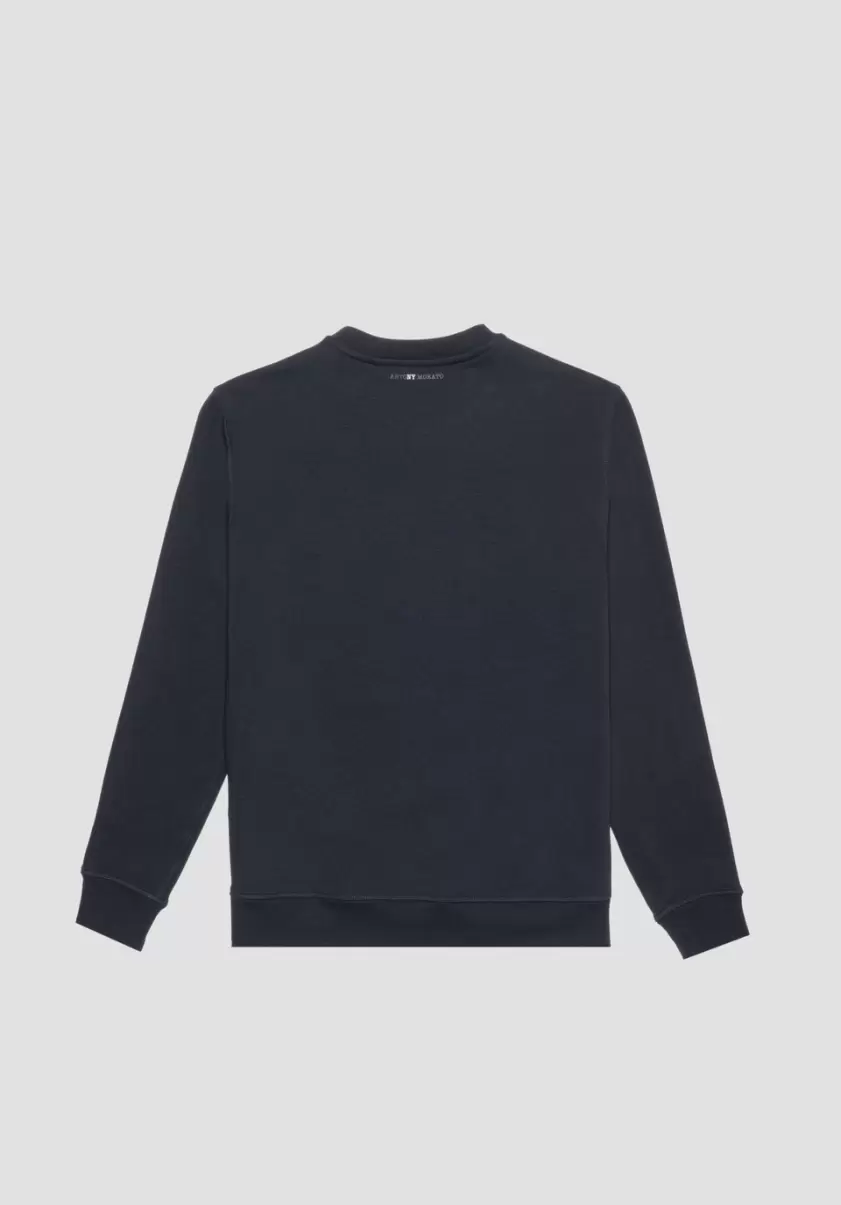 Sweatshirt Regular Fit Aus Baumwoll-Mischgewebe Mit Panther-Print Blue Ink Antony Morato Herren Sweatshirts - 4