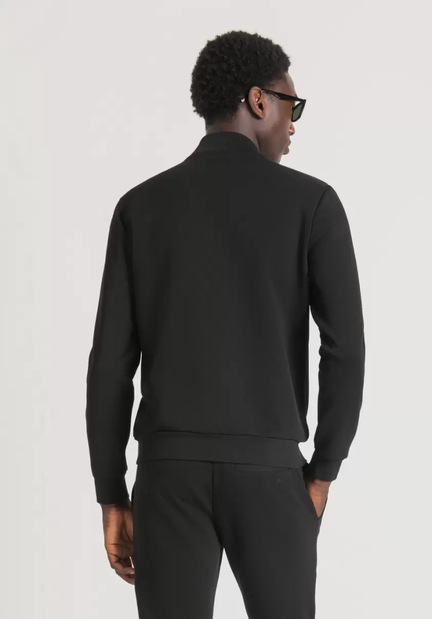 Herren Antony Morato Sweatshirt Regular Fit Aus Baumwoll-Mischgewebe Mit Glänzendem Nyloneinsatz Schwarz Sweatshirts - 3