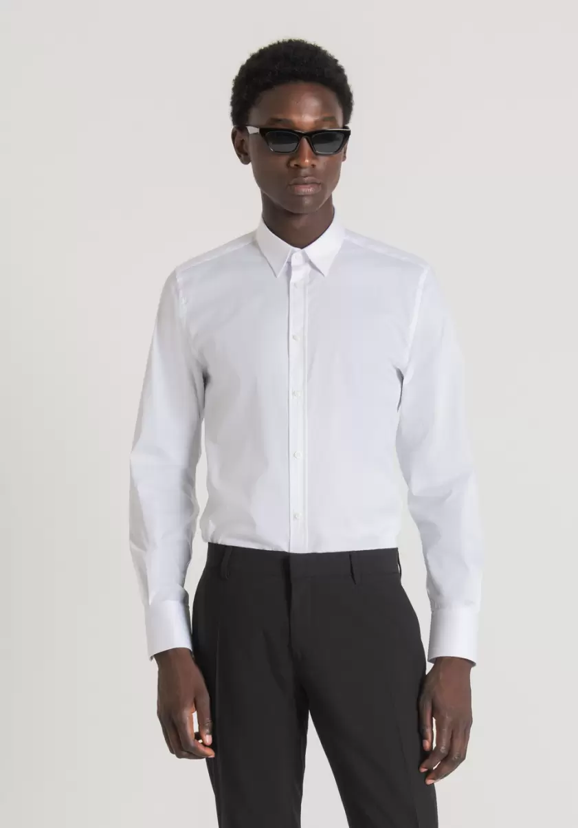 Antony Morato Weiß Hemden Hemd Super Slim Fit „Milano“ Aus Kühlem Baumwoll-Popeline Aus Stretch-Mischgewebe Herren - 3