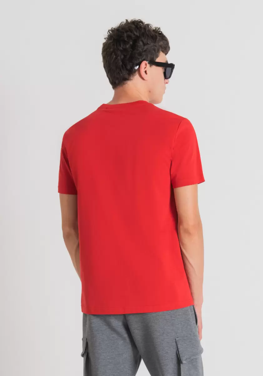 Antony Morato Feuerrot T-Shirts Und Polo T-Shirt Slim Fit Aus Reiner Baumwolle Mit „Morato“-Print Herren - 1
