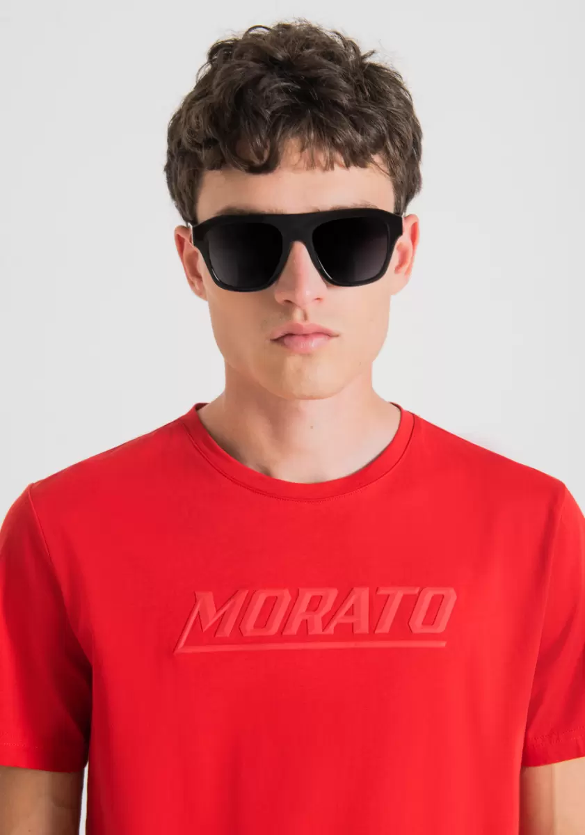 Antony Morato Feuerrot T-Shirts Und Polo T-Shirt Slim Fit Aus Reiner Baumwolle Mit „Morato“-Print Herren - 2