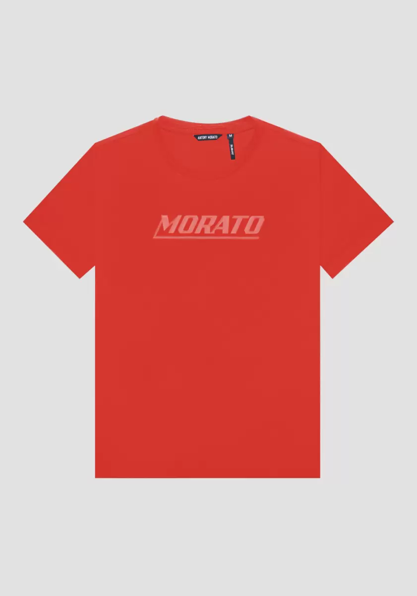 Antony Morato Feuerrot T-Shirts Und Polo T-Shirt Slim Fit Aus Reiner Baumwolle Mit „Morato“-Print Herren - 3