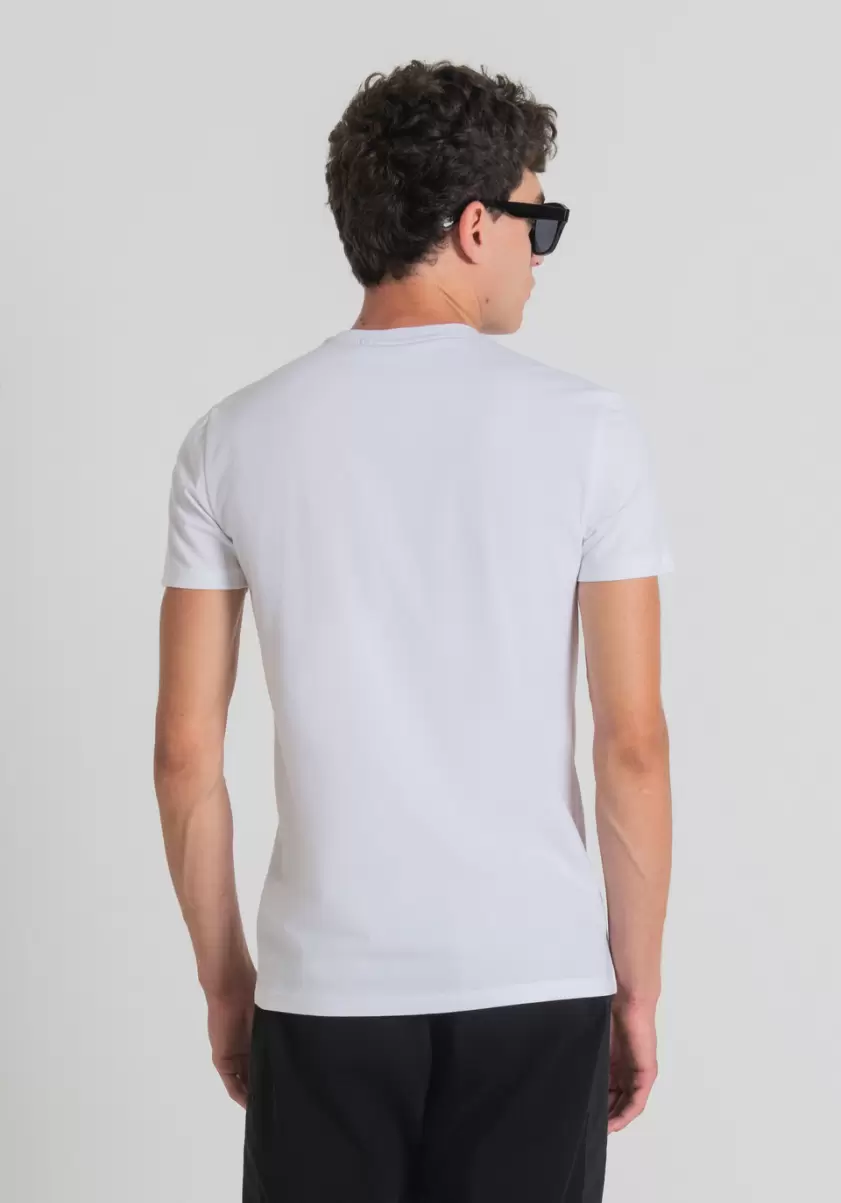 Weiß T-Shirts Und Polo Herren T-Shirt Super Slim Fit Aus Baumwollstretch Mit Logo-Print Antony Morato - 2