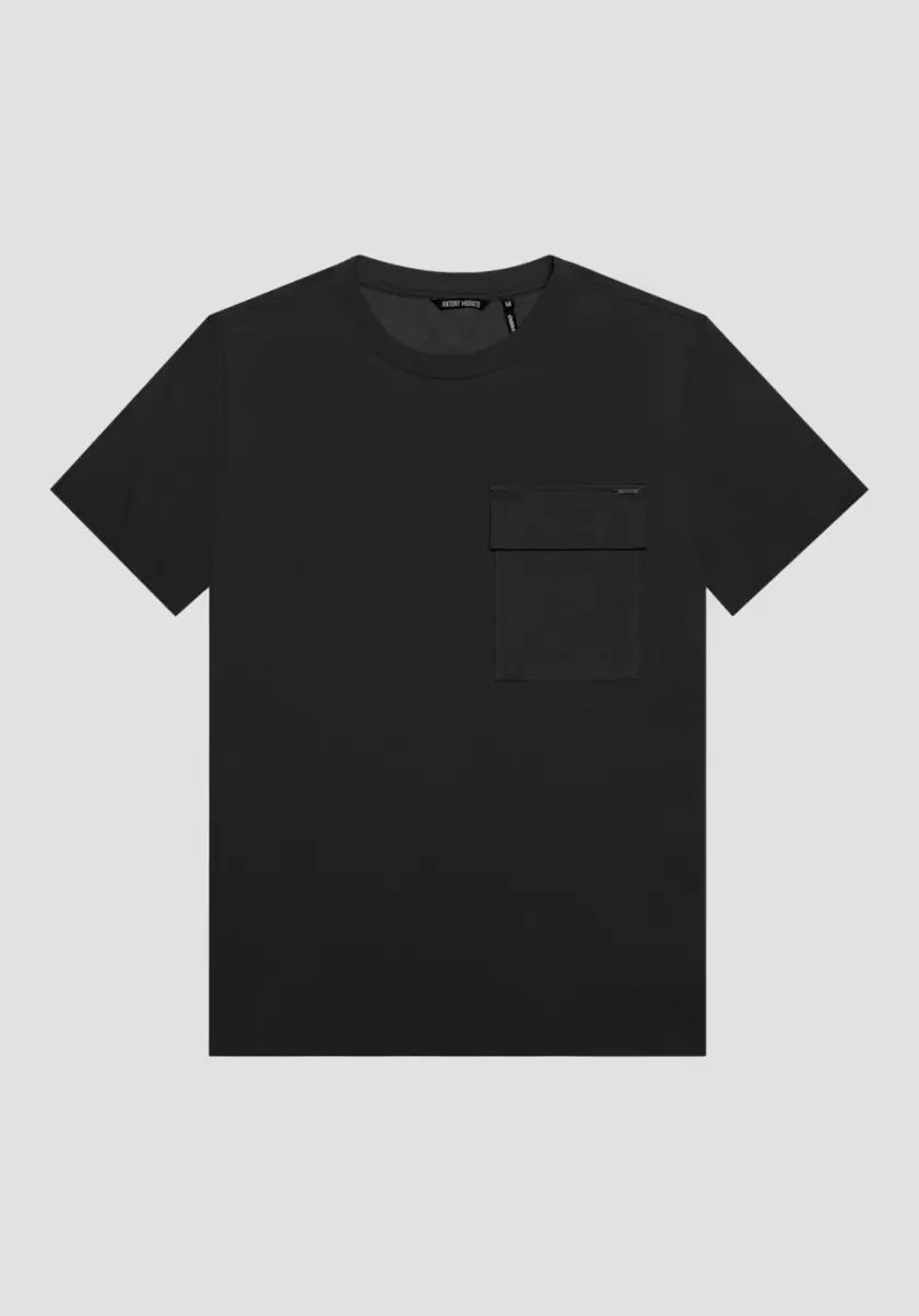 Herren Antony Morato T-Shirt Oversize Aus Reiner Baumwolle Mit Brusttasche Auf Der Linken Seite T-Shirts Und Polo Schwarz - 3
