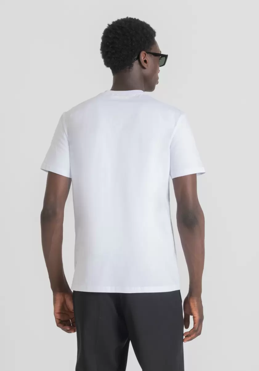 T-Shirt Slim Fit Aus 100 % Weicher Baumwolle Mit Totenkopf-Print Herren Weiß T-Shirts Und Polo Antony Morato - 1