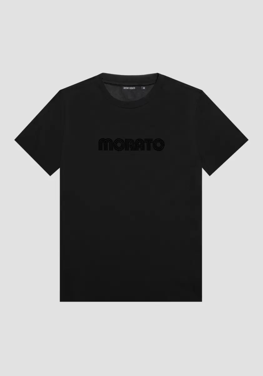 Antony Morato Schwarz T-Shirt Slim Fit Aus 100 % Baumwolle Mit Logoprint T-Shirts Und Polo Herren - 3