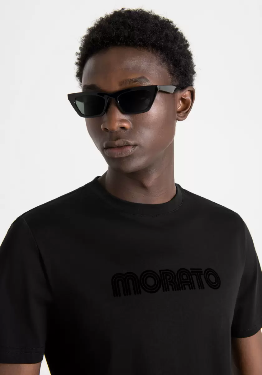 Antony Morato Schwarz T-Shirt Slim Fit Aus 100 % Baumwolle Mit Logoprint T-Shirts Und Polo Herren