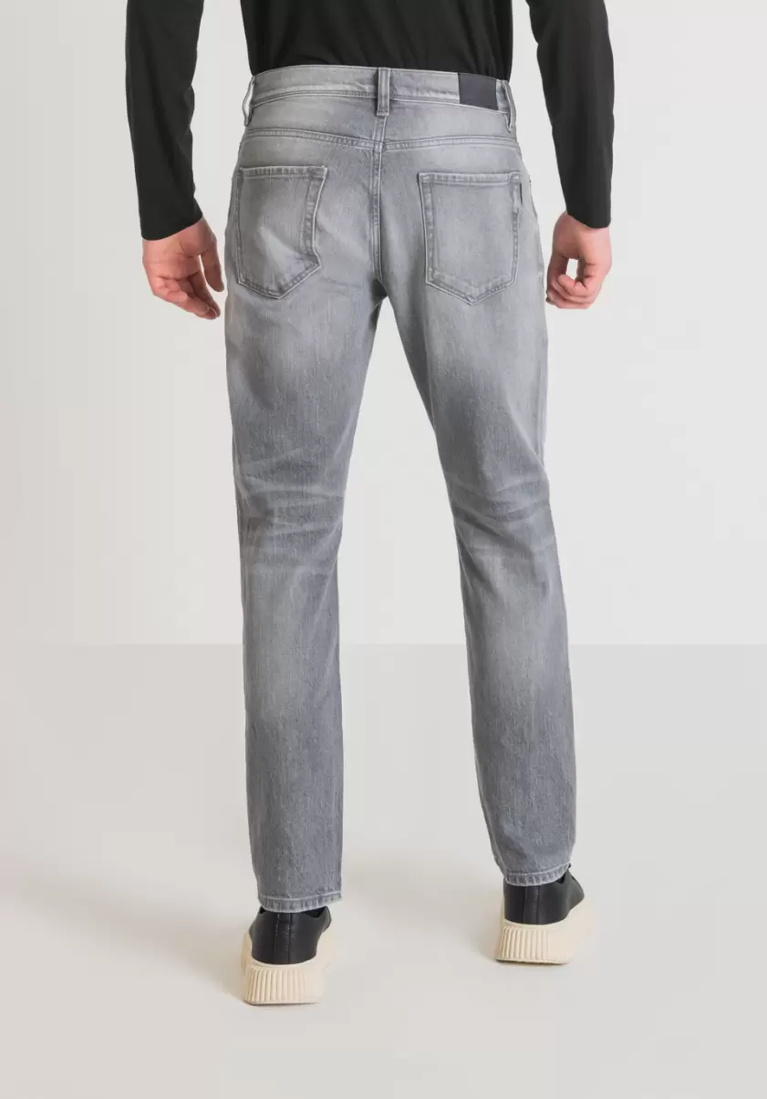 Stahlgrau Herren Jeans Slim Fit „Cleve“ Mit Geradem Bein Aus Grauem Denim Helle Waschung Antony Morato Jeans - 2
