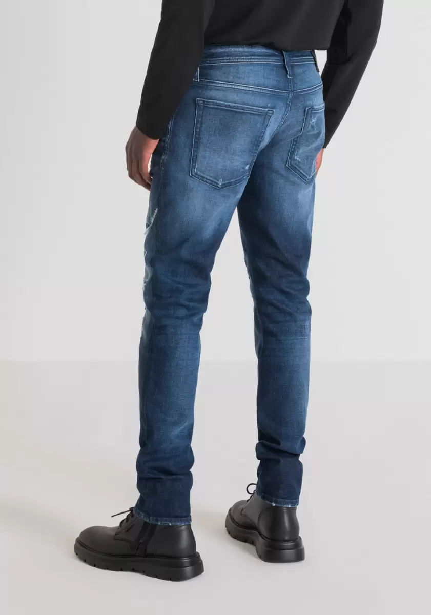Jeans Herren Jeans Tapered Fit „Iggy“ Aus Stretch-Denim Mit Mittlerer Waschung Blue Denim Antony Morato - 1