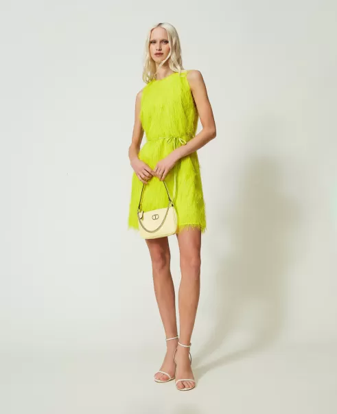 Kurzes Kleid Mit Fäden In Federoptik Twinset Festliche Kleider Damen Mode Light Lemon-Gelb