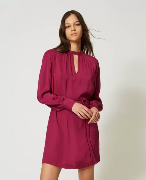 Kurzes Kleid Aus Animal-Jacquard Innovativ Kurze Kleider Twinset Damen Raspberry Radiance-Violett