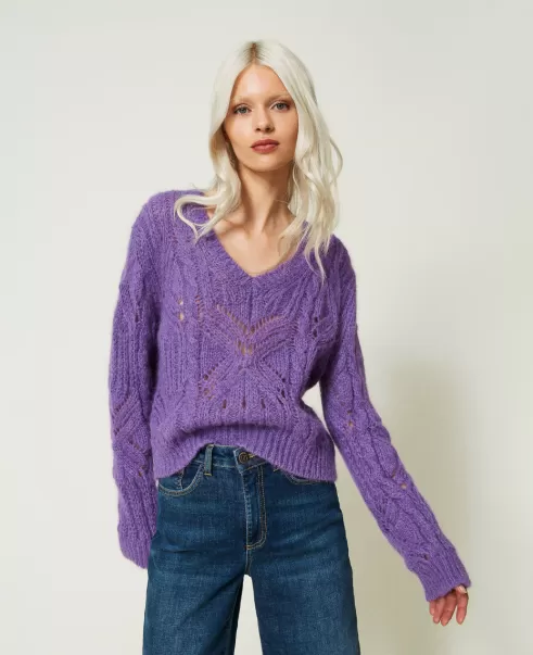 Werbung Twinset Damen Lavendel Pullover Und Cardigans Pullover Aus Mohair-Alpaka-Mischung