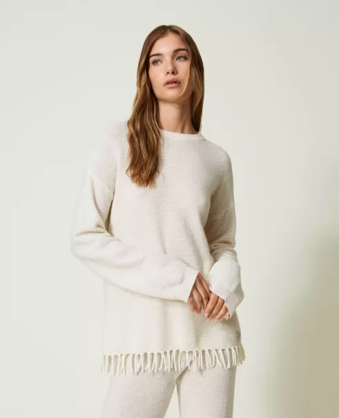Wollpullover Mit Fransen Pullover Und Cardigans Produktsicherheit Perlmutt Twinset Damen