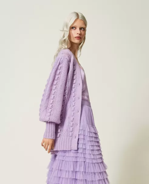Maxicardigan Aus Mohair-Wolle-Mischung Damen Lavendellila Twinset Pullover Und Cardigans Rabattcode