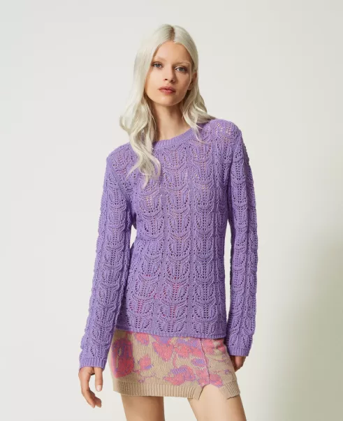 Damen Twinset Hersteller Pullover Und Cardigans Dunkles Lavendellila Regular-Fit-Pullover Aus Treeblend-Garn