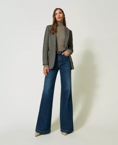 Kaufen Damen Hosenanzüge Und Kostüme Denim Wide-Leg-Jeans Twinset
