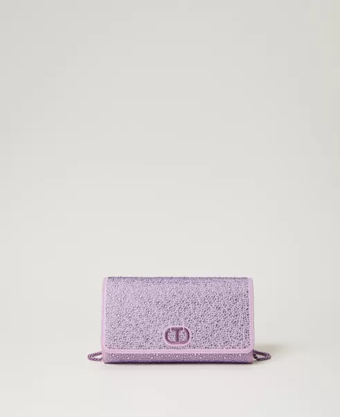 Lavendellila Handtaschen Twinset Pochette Mit Alloverstrass Damen Rabattberechtigung