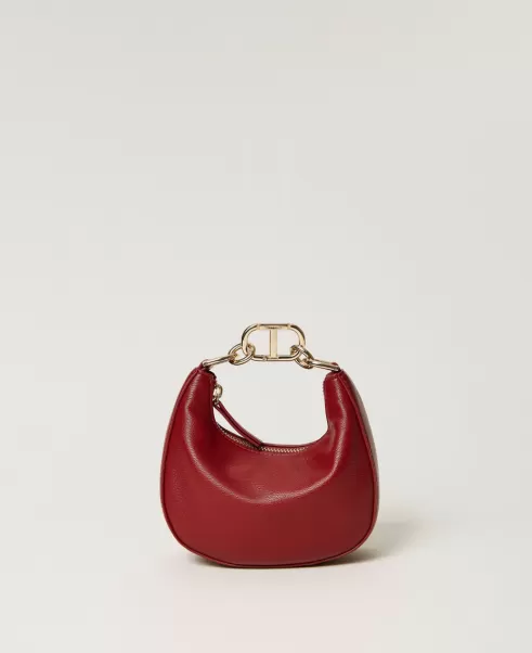 Raspberry Radiance-Violett Handtaschen Tasche Mini Croissant Mit Oval T-Schließe Lieferung Twinset Damen
