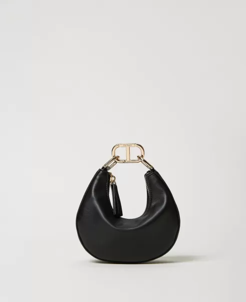 Tasche Mini Croissant Mit Oval T-Verschluss Kaufen Damen Twinset Schwarz Handtaschen