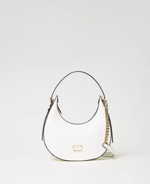 Twinset Handtaschen Damen Hobo-Bag Mit Oval T Neues Produkt Weiß Schnee