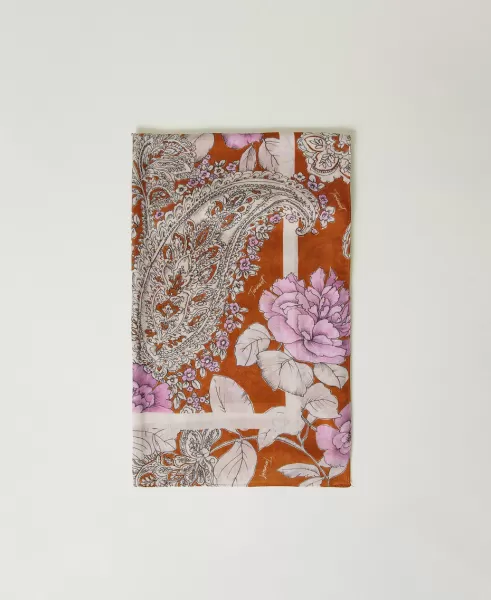 Material Damen Tuch Mit Blumenprint Schals Twinset Print Cachemire And Rose Leather