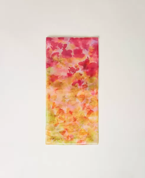 Damen Verbraucher Schals Stola Aus Georgette Mit Blumenprint Twinset Print Blume Schattiert Multicolor