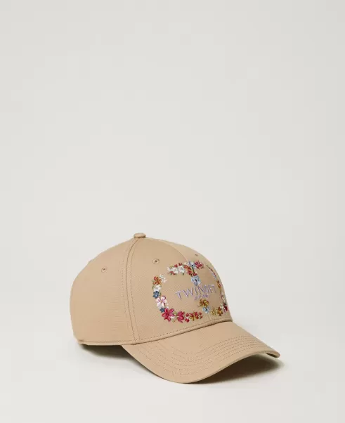 Hazelnut-Braun Damen Merkmal Twinset Hüte Baseballkappe Mit Floralem Oval T