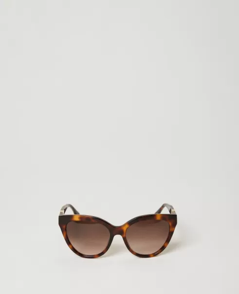Damen Classic Havana Rabattaktion Sonnenbrillen Twinset Cat Eye-Sonnenbrille In Schildpatt-Optik