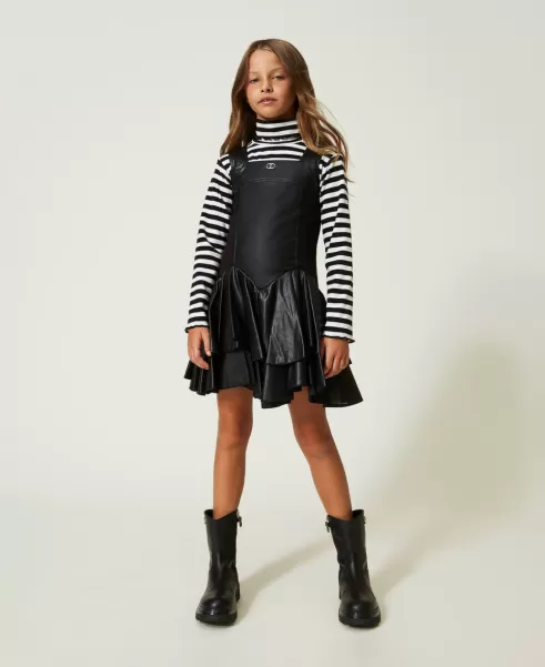 Kleider Mädchen Twinset Schwarz Kurzes Volantkleid Neues Produkt
