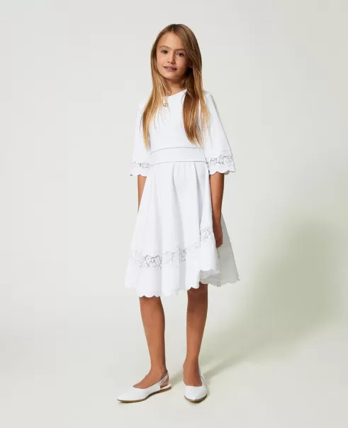 Kleider Mädchen Kurzes Kleid Mit Spitze Lucent White Produktion Twinset