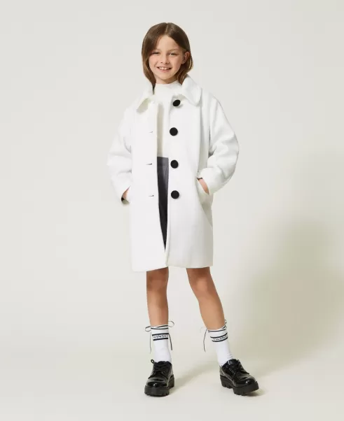 Rabattcode Mädchen Langer Mantel Aus Tuch Twinset Weiß Schnee Jacken Und Outerwear