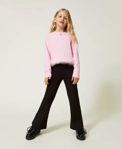 Schwarz Twinset Eleganz Flare-Hose Mit Oval T-Logo Hosen Und Jeans Mädchen