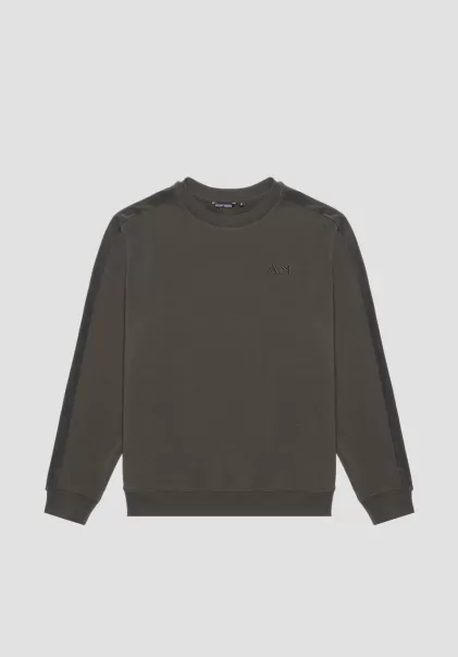 Dunkles Militärgrün Sweatshirts Antony Morato Sweatshirt Regular Fit Aus Baumwoll-Mischgewebe Mit Gesticktem Logo Herren