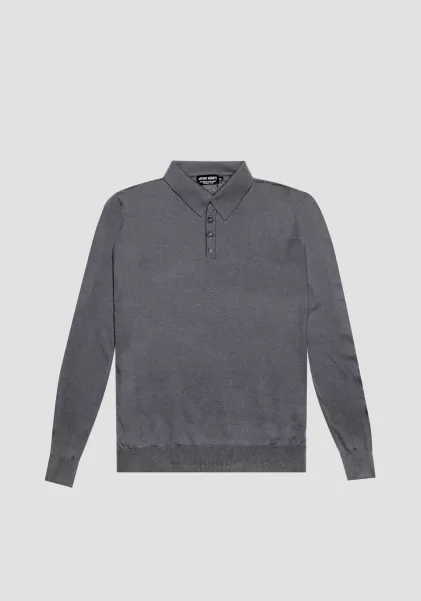 Poloshirt Regular Fit Aus Weichem Wollmischgewebe Antony Morato Dunkelgrau Meliert Strickwaren Herren