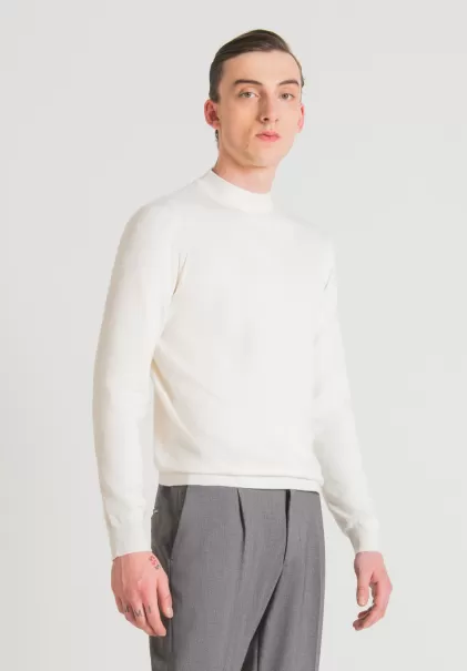Elfenbein Pullover Regular Fit Aus Elastischem Viskosemischgarn Strickwaren Antony Morato Herren
