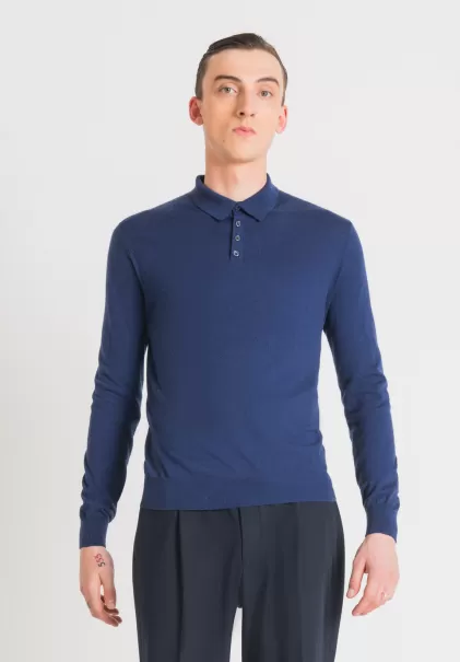 Bluette Herren Pullover Regular Fit Mit Polo-Kragen Aus Weichem Wollmischgewebe Antony Morato Strickwaren